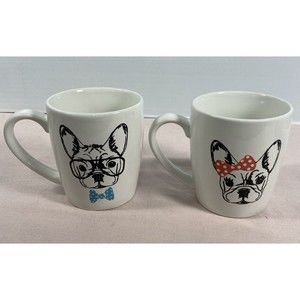 FRENCHIES French Bulldogs stoneware mugs,  set of 2